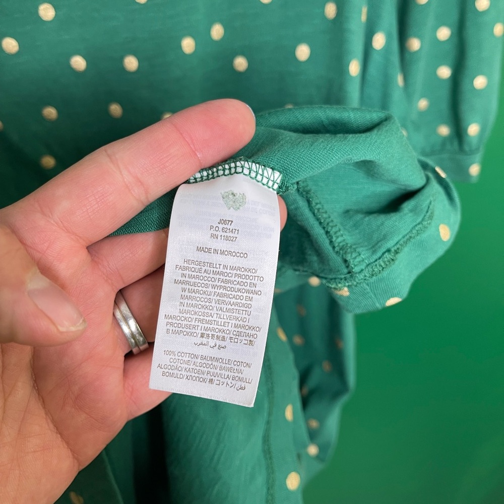 Boden NWOT Zoe Jersey Puff sleeve Tee Dress 16/18R in Emerald Green Polka Dot - Picture 7 of 11